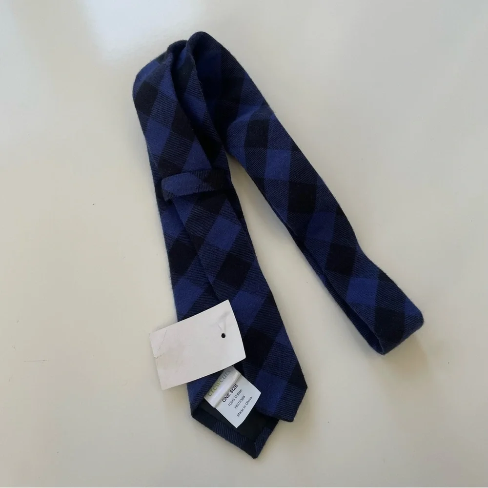 J.Crew Crewcuts Boys Royal Blue Black Flannel Plaid Tie ONE SIZE, NWT